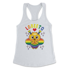 LGBEETQ Cute Bee in Rainbow Flag Colors Gay Pride print Women's - White