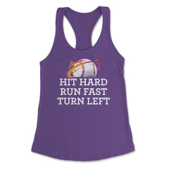 Funny Baseball Player Hit Hard Run Fast Turn Left Humor print Women's - Purple