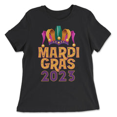 Mardi Gras Jester Hat 2023 Fat Tuesday Celebration graphic - Women's Relaxed Tee - Black