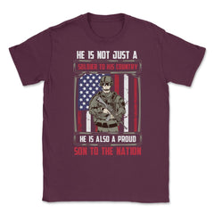 Proud Son to the Nation US Military Soldier with a Rifle graphic - Maroon
