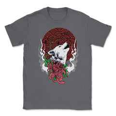 Howling White Wolf Japanese Wolf Art Theme Gift graphic Unisex T-Shirt