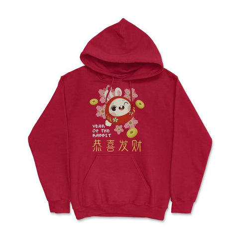 Chinese New Year of the Rabbit 2023 Daruma Doll Bunny product Hoodie - Red