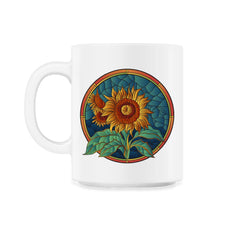 Stained Glass Art Sunflower Colorful Glasswork Design design - 11oz Mug - White