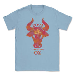 2021 Year of the Ox Watercolor Design Grunge Style graphic Unisex - Light Blue