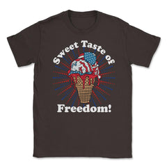 Patriotic Ice Cream Cone American Flag Independence Day graphic - Brown
