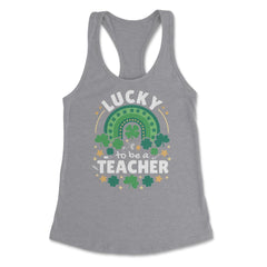 Lucky To Be a Teacher St Patrick’s Day Boho Rainbow print Women's - Grey Heather