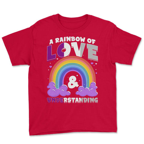 Asexual A Rainbow of Love & Understanding design Youth Tee - Red