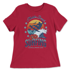 Middles Beach Surfing for Men Retro 70s Vintage Sunset Surf print - Women's Relaxed Tee - Red