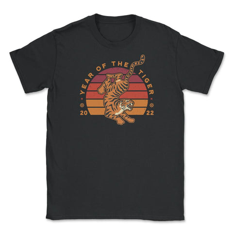 Year of the Tiger 2022 Retro Vintage-Style Sunset Aesthetic graphic - Black