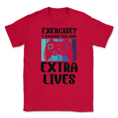 Funny Gamer Vintage Exercise Thought You Said Extra Lives graphic - Red
