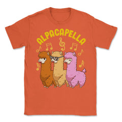 Alpacapella Funny Alpaca Pun Singing Llamas Acapella Meme design - Orange