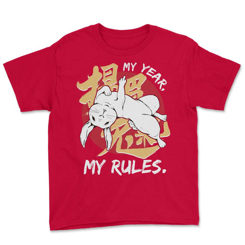 Middle Finger Rabbit Chinese New Year Rabbit Chinese design Youth Tee - Red