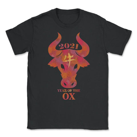 2021 Year of the Ox Watercolor Design Grunge Style graphic Unisex - Black