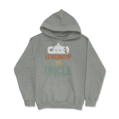 Funny Leveling Up To Uncle Gamer Vintage Retro Gaming print Hoodie - Grey Heather