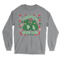 Toadally Into You Frogs Pun Totally into You Cottage core print - Long Sleeve T-Shirt - Grey Heather