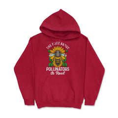 Pollinator Bee & Sunflowers Cottage Core Aesthetic print Hoodie - Red