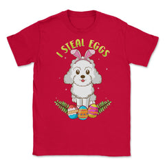 Easter Poodle dog with Bunny Ears Funny I steal eggs Gift product - Red