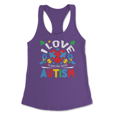 Autism Awareness I Love Someone with Autism design Women's Racerback - Purple