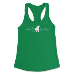 Funny French Bulldog Lover Frenchie Dog Owner Heartbeat graphic - Kelly Green