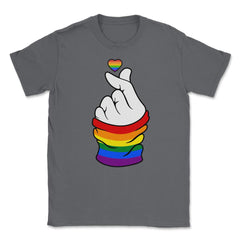 Gay Pride Flag K-Pop Love Hand Gift design Unisex T-Shirt - Smoke Grey