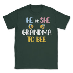 Funny He Or She Grandma To Bee Pink Or Blue Gender Reveal design - Forest Green