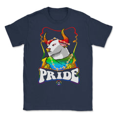 Gay Zodiac LGBTQ Zodiac Sign Taurus Rainbow Pride print Unisex T-Shirt - Navy