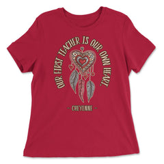Peacock Feathers Dreamcatcher Heart Native Americans print - Women's Relaxed Tee - Red