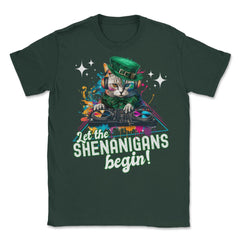Let the Shenanigans Begin! DJ Cat Music St Patrick’s Humor design - Forest Green