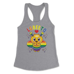 LGBEETQ Cute Bee in Rainbow Flag Colors Gay Pride print Women's - Grey Heather