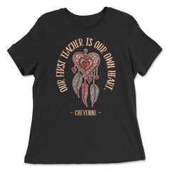 Peacock Feathers Dreamcatcher Heart Native Americans print - Women's Relaxed Tee - Black