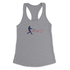 Baseball Lover Heartbeat Pitcher Batter Catcher Funny graphic Women's - Grey Heather