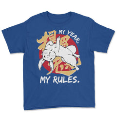 Middle Finger Rabbit Chinese New Year Rabbit Chinese design Youth Tee - Royal Blue