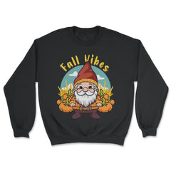 Fall Vibes Cute Gnome with Pumpkins Autumn Graphic product - Unisex Sweatshirt - Black