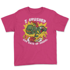 I Crushed 100 Days of School T-Rex Dinosaur Costume design Youth Tee - Heliconia
