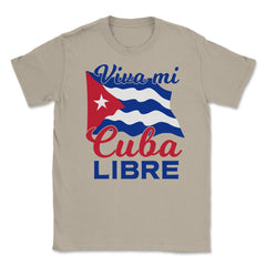 Viva Mi Cuba Libre Waving Cuban Flag Patriot print Unisex T-Shirt - Cream