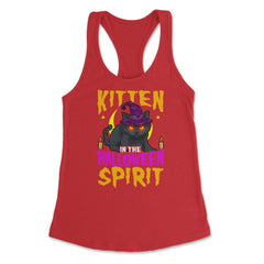 Kitten in the Halloween Spirit Cute Cat with Witch Women's Racerback