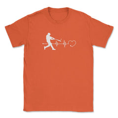 Baseball Lover Heartbeat Pitcher Batter Catcher Funny print Unisex - Orange