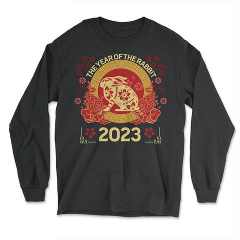 Chinese New Year The Year of the Rabbit 2023 Chinese design - Long Sleeve T-Shirt - Black