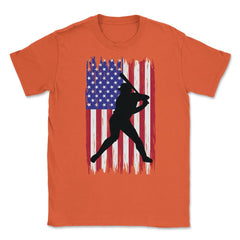 Baseball Pitcher Player American Flag USA Distressed Vintage design - Orange