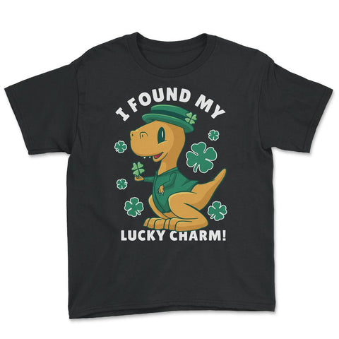 St Patrick's Day I Found My Lucky Sharm Kawaii Dinosaur design Youth - Black