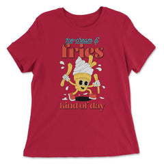 Ice Cream & Fries Kind of Day Retro Ice Cream Character print - Women's Relaxed Tee - Red