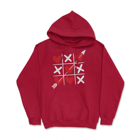 Tic Tac Toe Valentine's Day XOXO Hearts & Crosses graphic Hoodie - Red