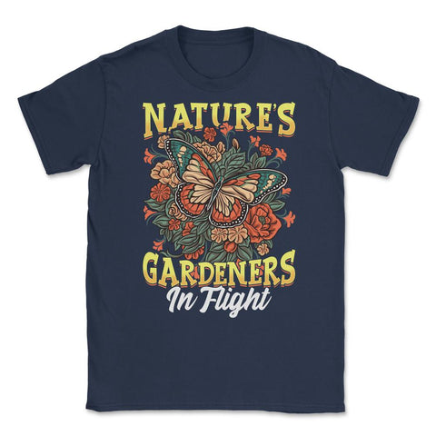 Pollinator Butterfly & Flowers Cottage core Aesthetic design Unisex - Navy