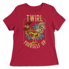 Steampunk Rooster Twirl Yourself Up Graphic graphic - Women's Relaxed Tee - Red