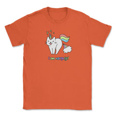 Caticorn I am naughty! Novelty Gift design graphics Tee Unisex T-Shirt - Orange