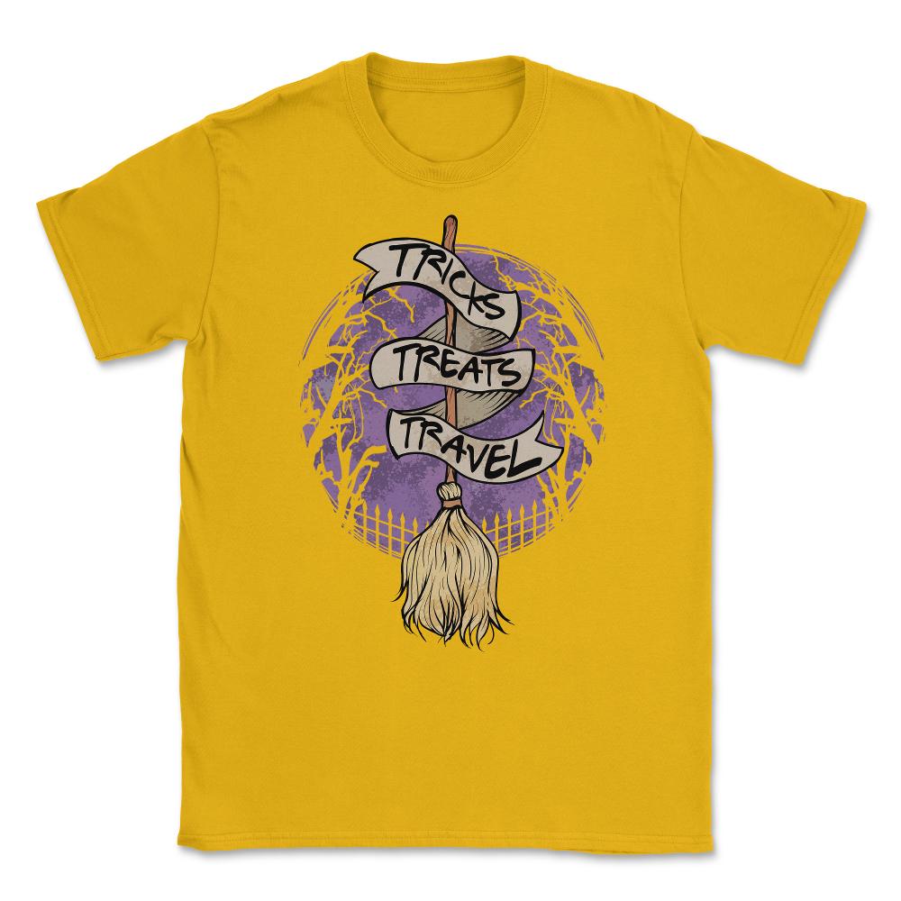 Halloween Witch Broom Fun Gift print Unisex T-Shirt - Gold