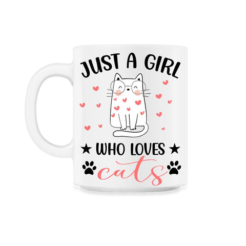 Funny Cute Cat Wearing Eyeglasses Just A Girl Who Loves Cats print - White