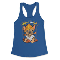 French Bulldog Construction Worker Hard Hat & Paws Frenchie graphic - Royal