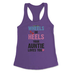 Funny Wheels Or Heels Your Auntie Loves You Gender Reveal print - Purple