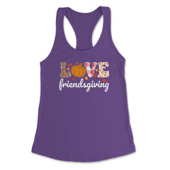 Love Friendsgiving Text with Pumpkin & Autumn Leaves graphic Women's - Purple